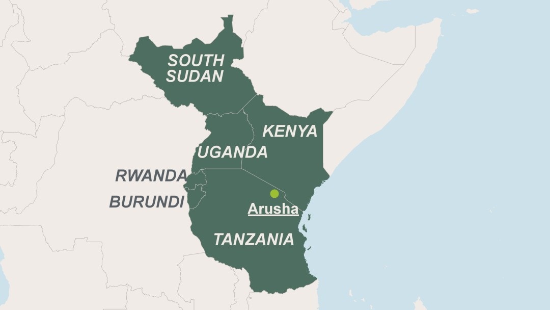 East African Community Map showing countries where Track Hood operates