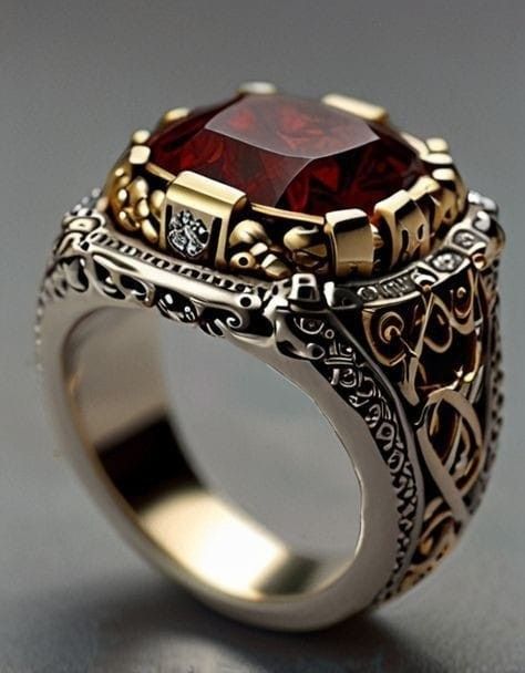 Dr. Kamau ancestral magic ring — handcrafted traditional African power talisman with sacred red gemstone and gold ceremonial metalwork