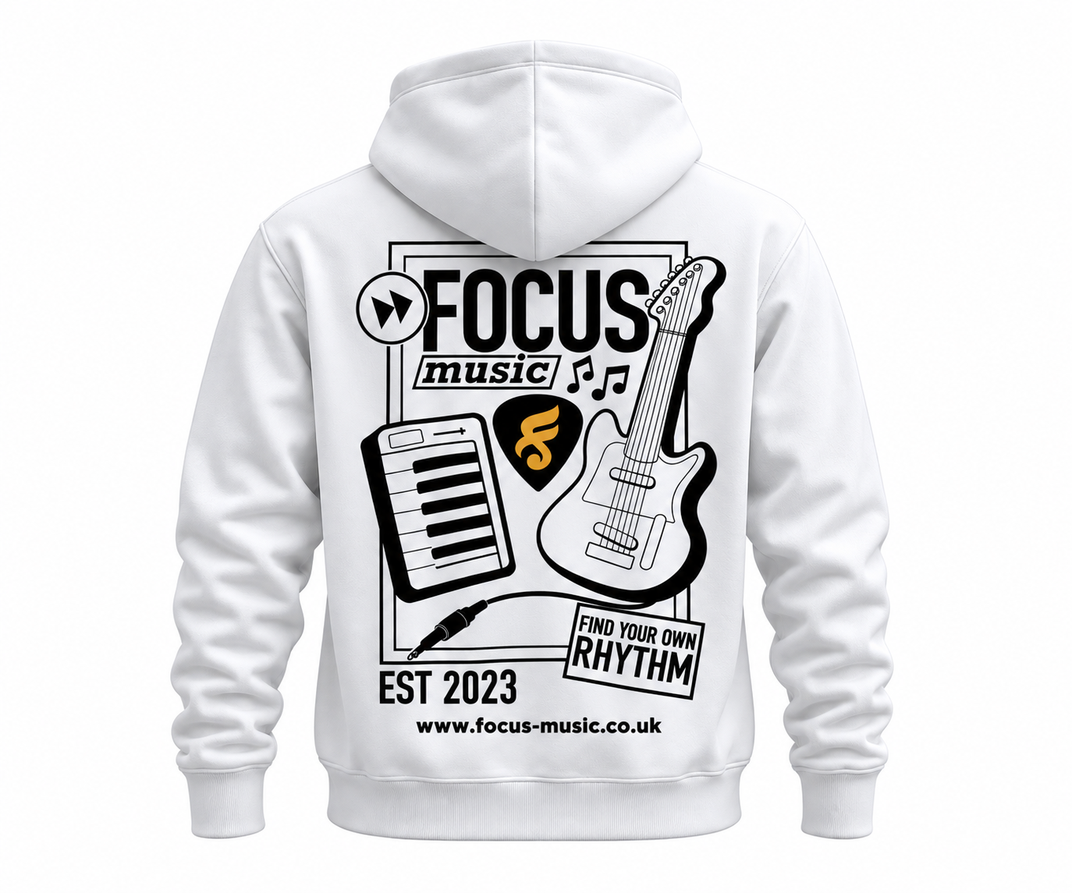 Focus White & Black Hoodie — back