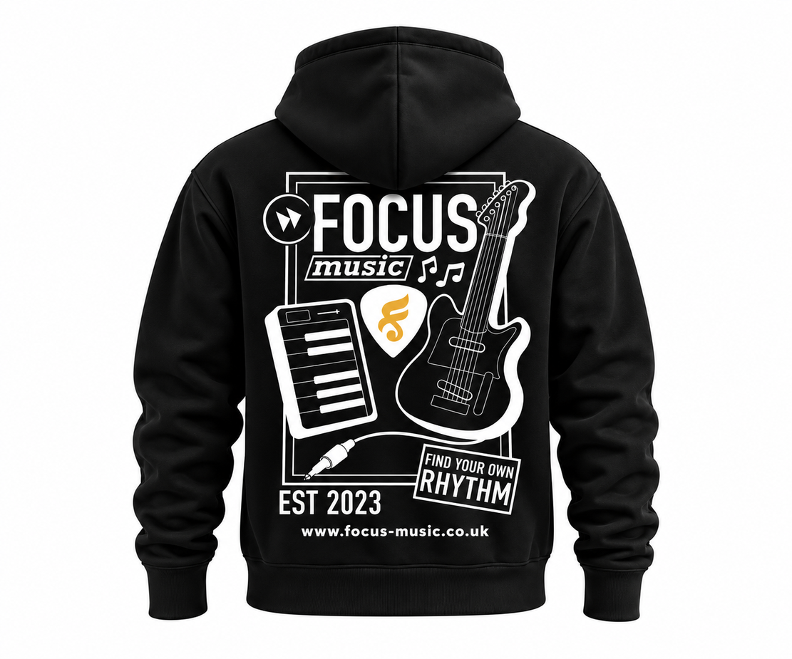 Focus Black & White Hoodie — back